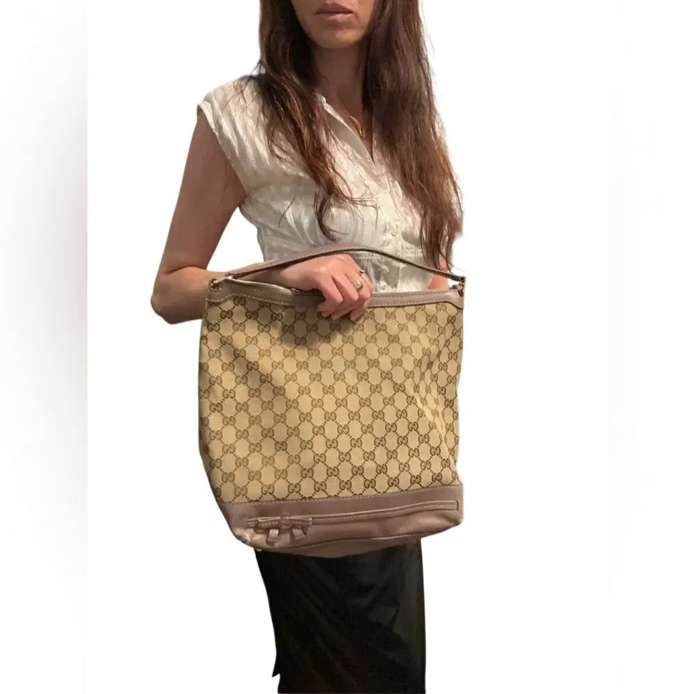 Gucci Mayfair lavender leather gg canvas hobo